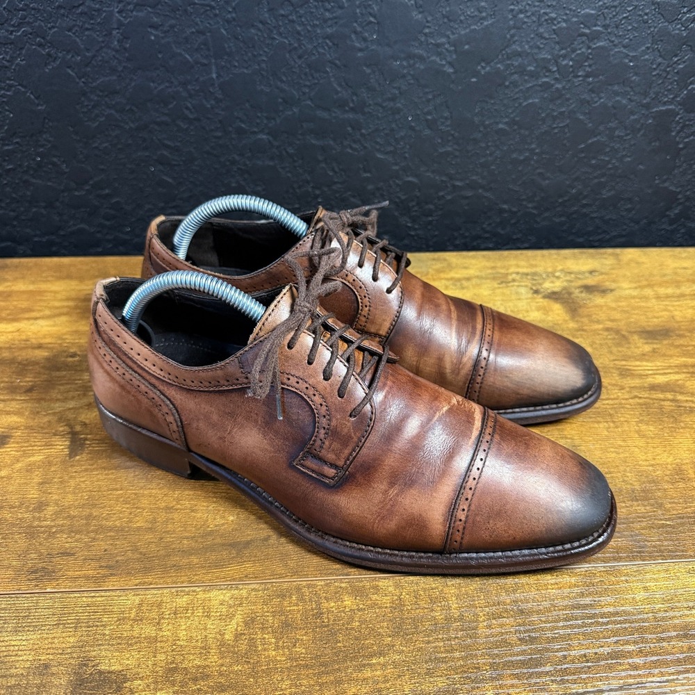 Johnston & Murphy Collection 24-2603 Brown Leather Cap Toe Oxford Mens 8M